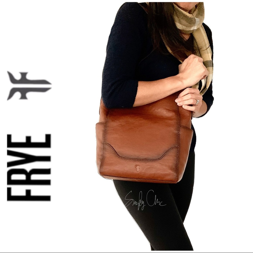 NWT FRYE genuine leather side pocket hobo cognac - Picture 3 of 7